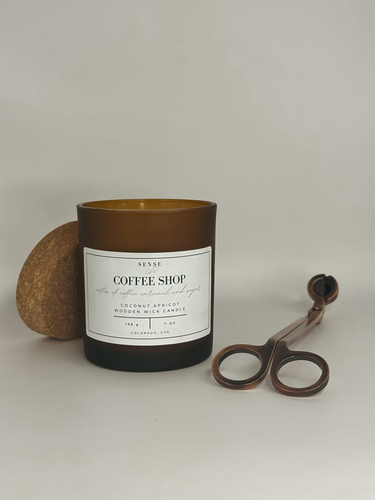 Coffee Shop Wooden Wick Candle