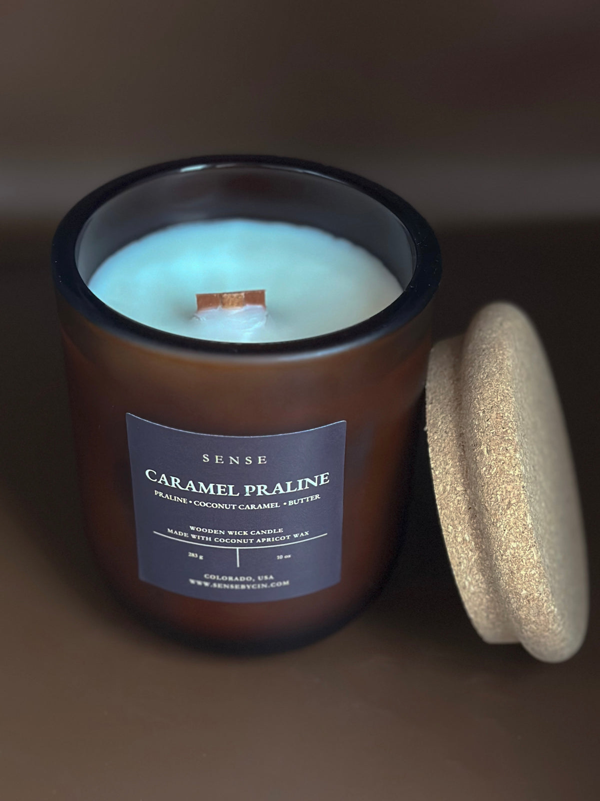 Caramel Praline Wooden Wick Candle - 10 oz.