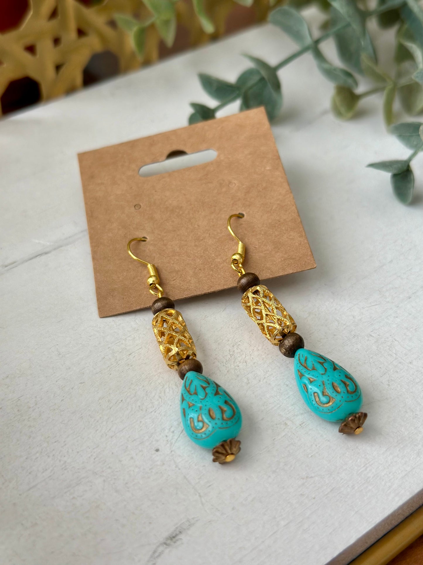 Tear Drop Teals Earrings