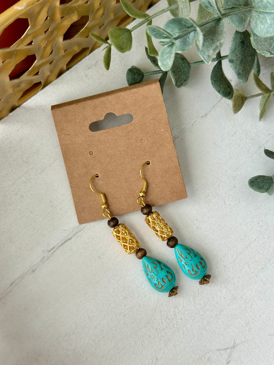 Tear Drop Teals Earrings