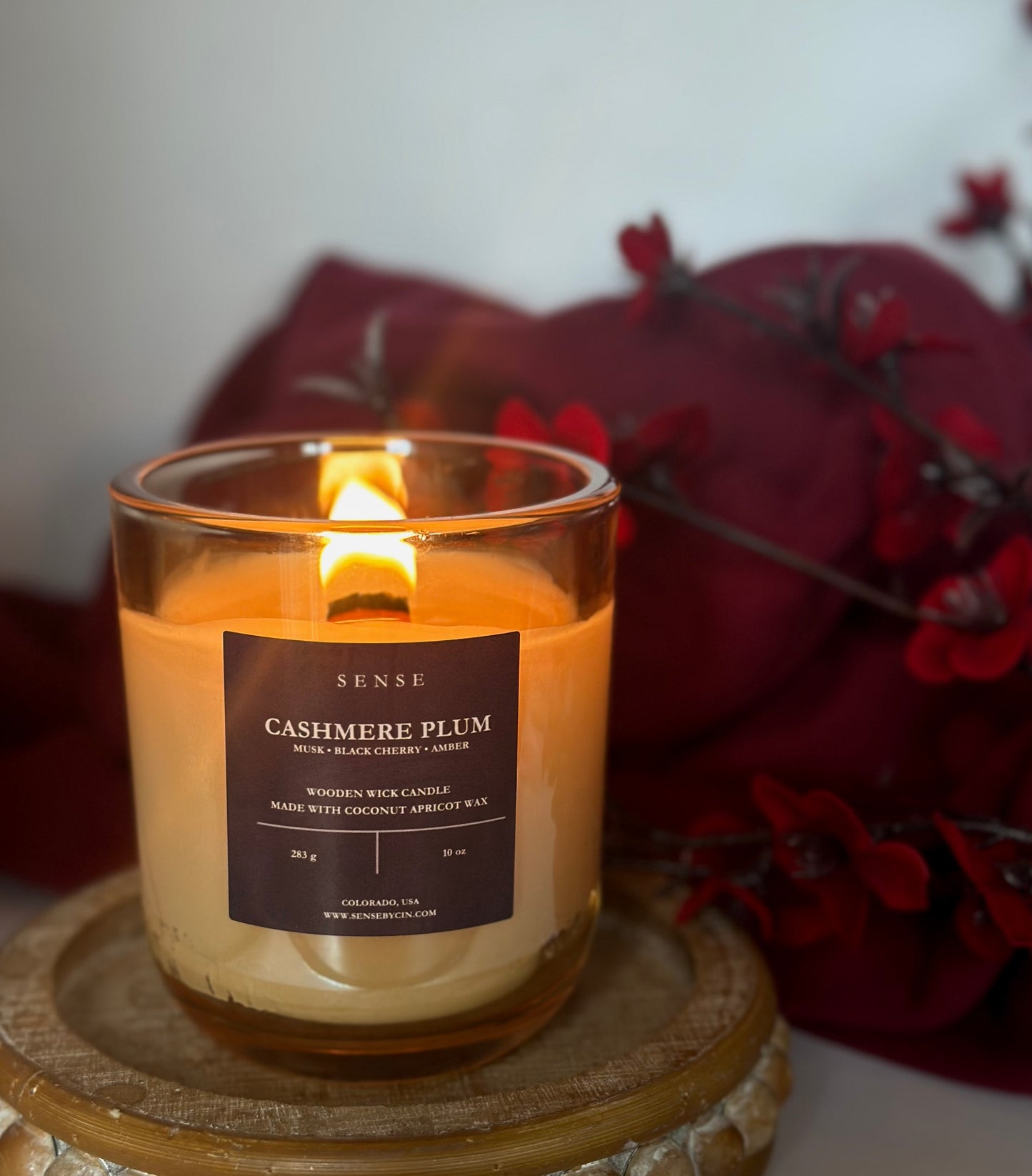 Cashmere Plum Wooden Wick Candle - 10 oz.