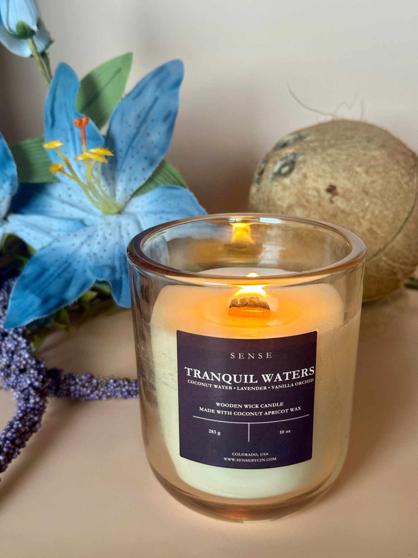 Tranquil Waters Wooden Wick Candle