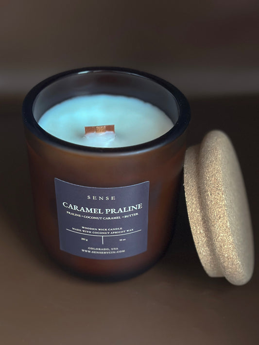 Caramel Praline Wooden Wick Candle - 10 oz.