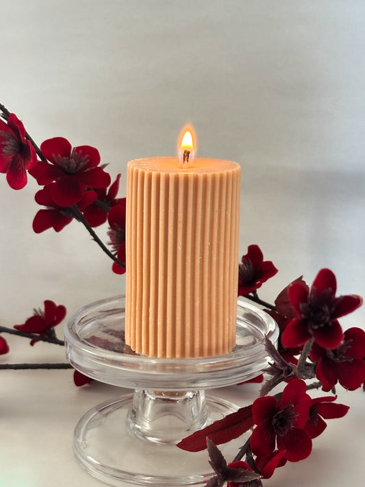 Ribbed Pillar Shaped Candle