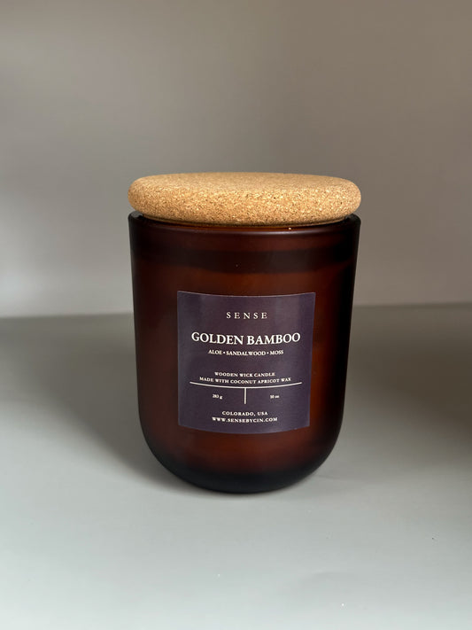 Golden Bamboo Wooden Wick Candle - 10 oz.