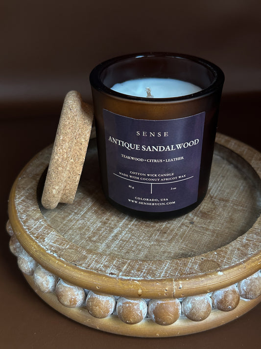 Mini Antique Sandalwood Candle - 3 oz. Cotton Wick
