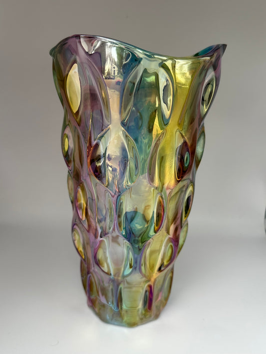 Multicolored Iridescent Glass Vase