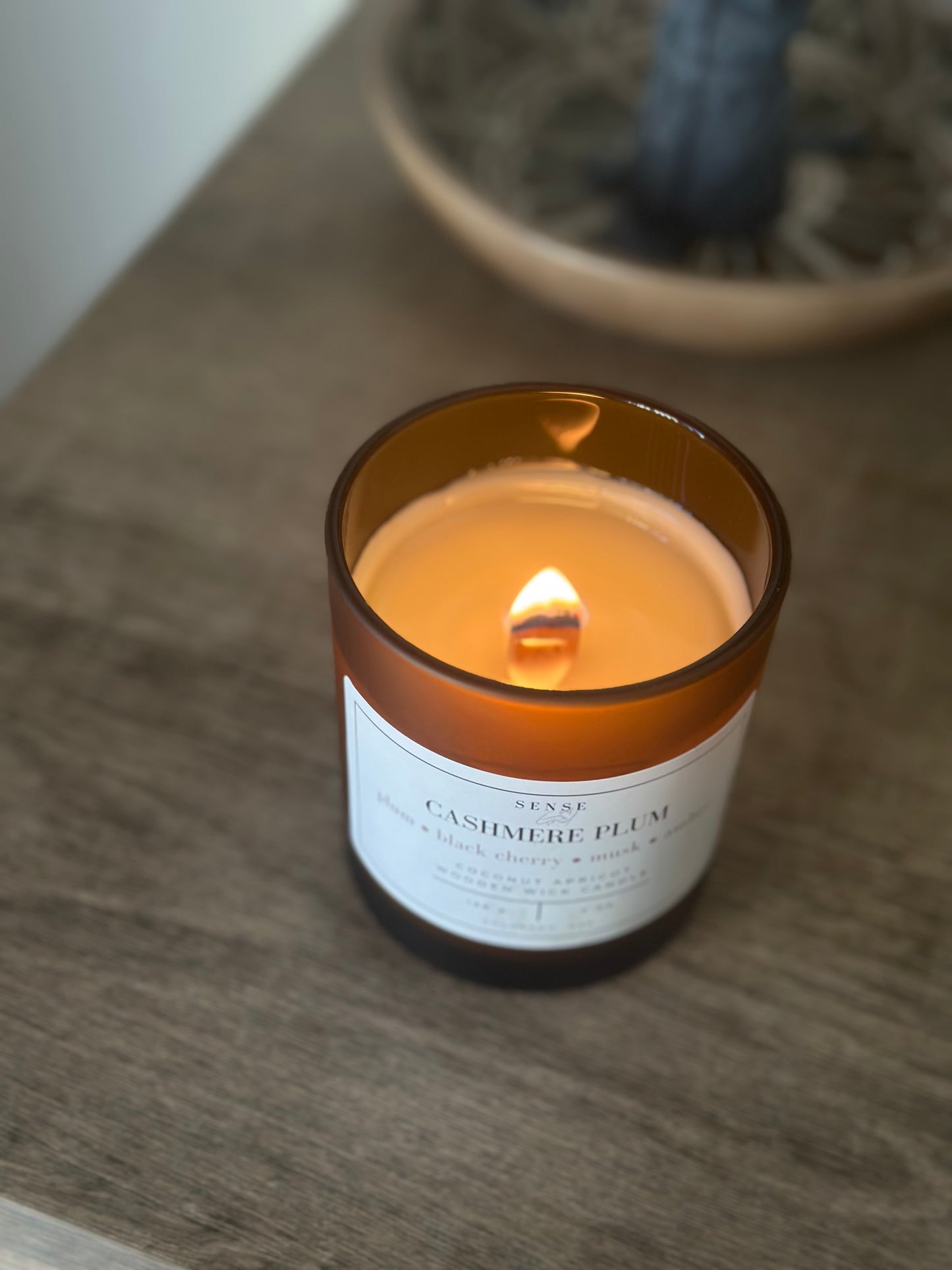 Cashmere Plum Wooden Wick Candle