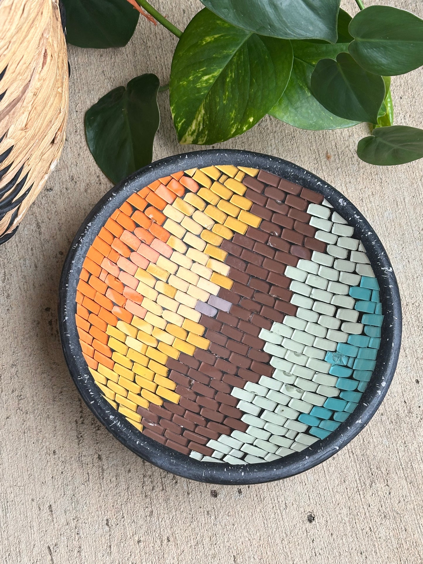 Vintage Soapstone Mosaic Centerpiece