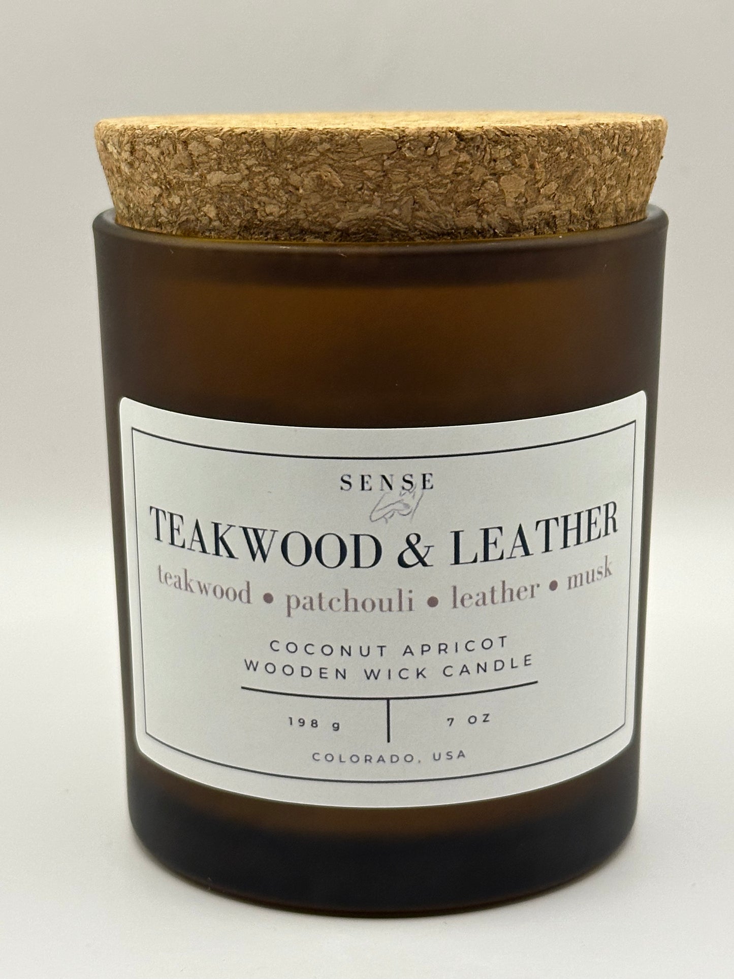 Teakwood & Leather Wooden Wick Candle