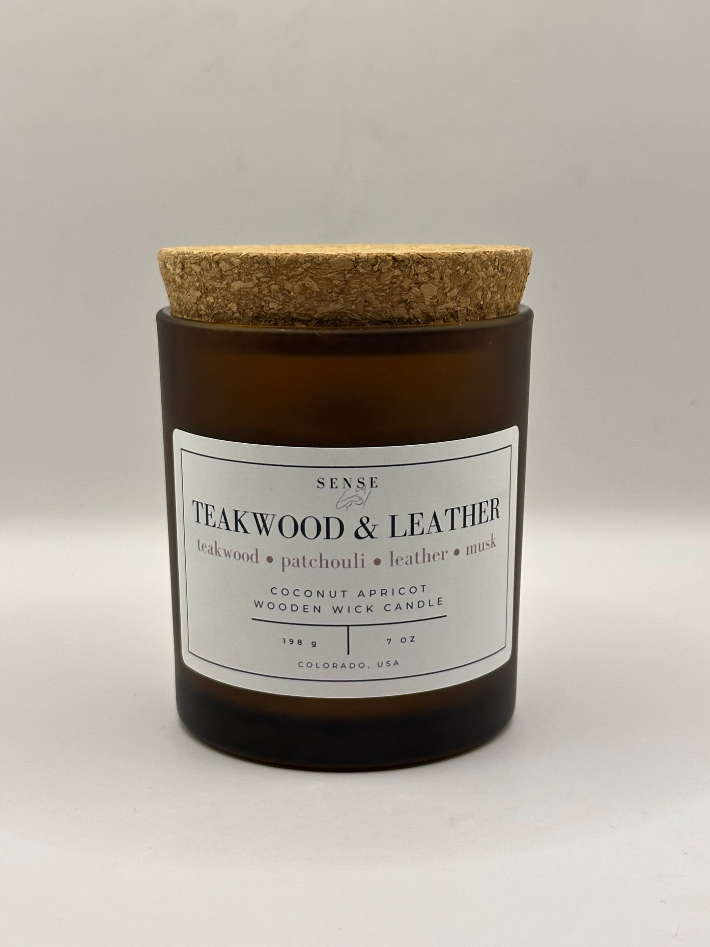 Teakwood & Leather Wooden Wick Candle