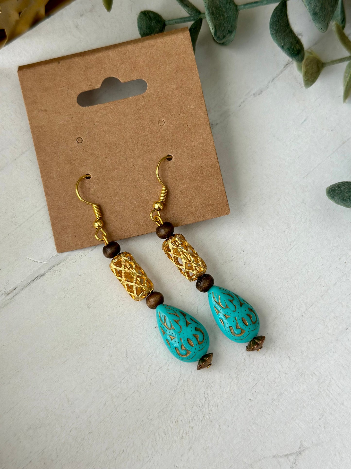 Tear Drop Teals Earrings