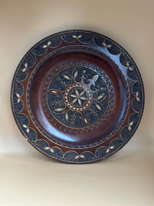 Vintage Carved Wooden Hanging Decorative Plate