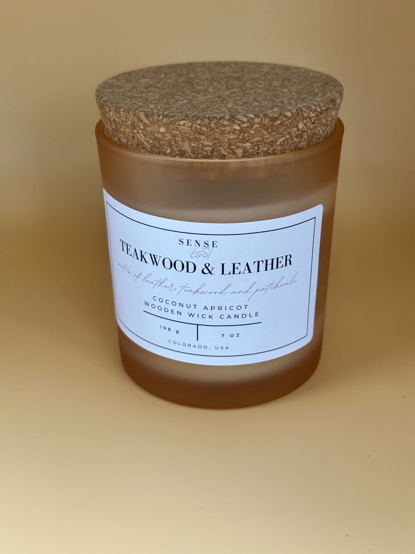 Teakwood & Leather Wooden Wick Candle